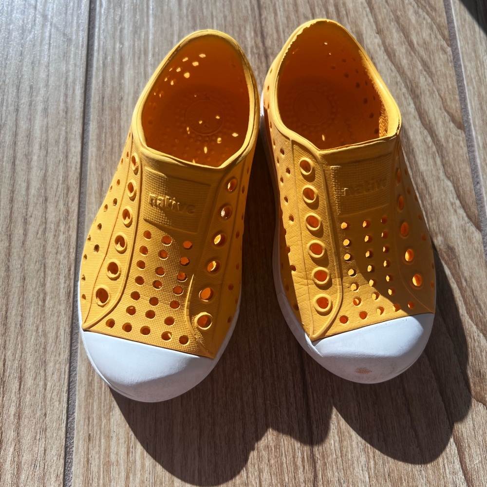 Native Shoes Kids Yellow Slip-On Water Shoes with White Toe Cap